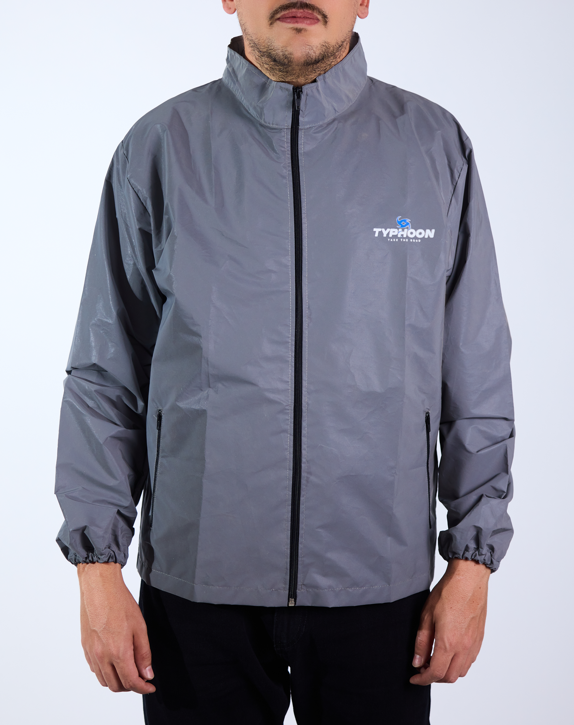 Chaqueta reflectiva cuello alto para motociclista