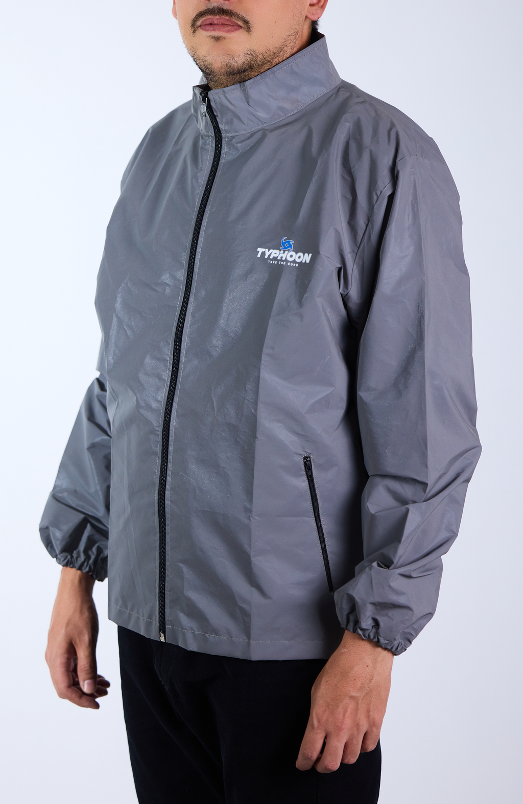 Chaqueta reflectiva cuello alto para motociclista