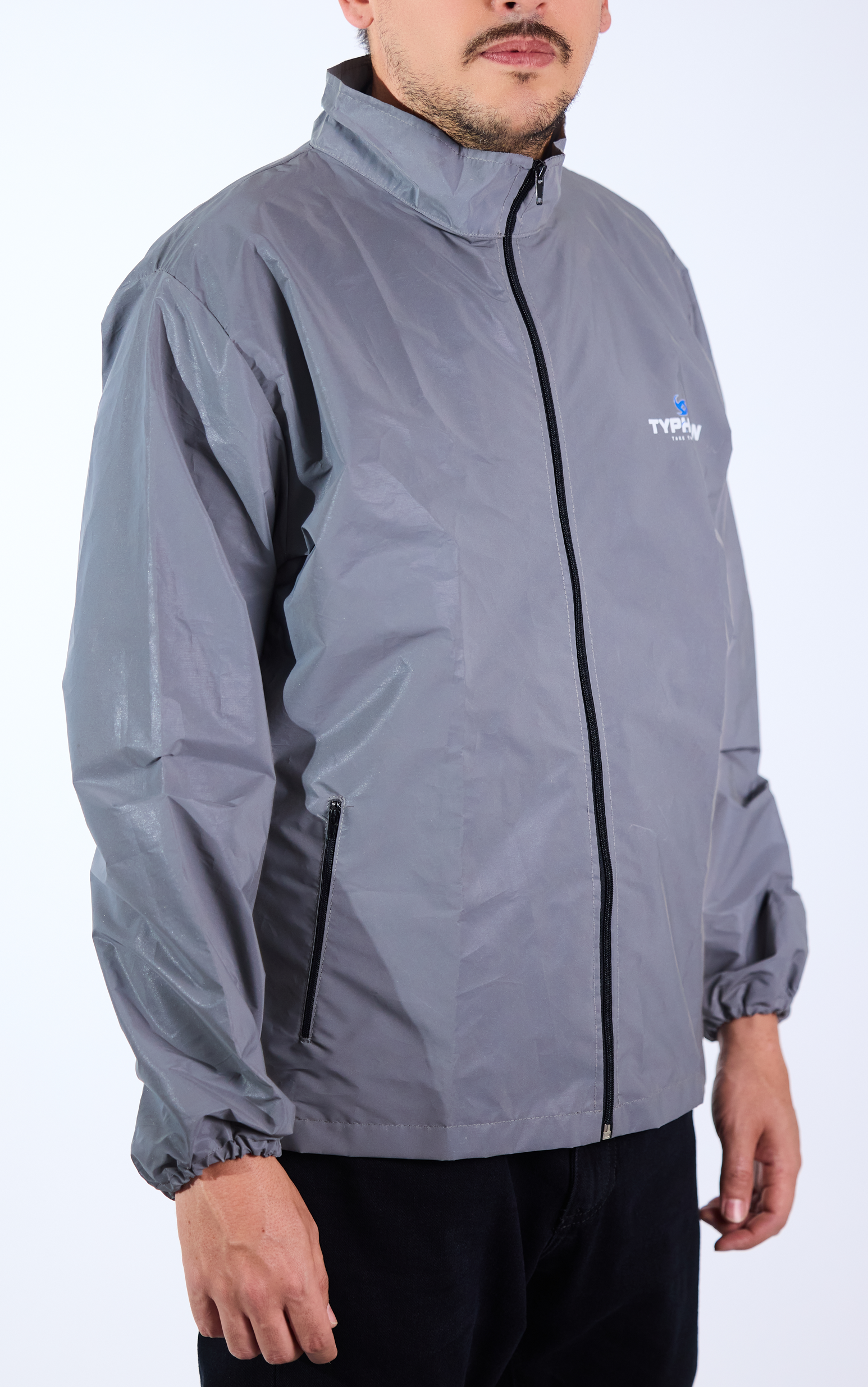 Chaqueta reflectiva cuello alto para motociclista